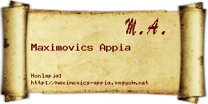 Maximovics Appia névjegykártya